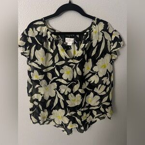 Women's Black and White Floral Blouse